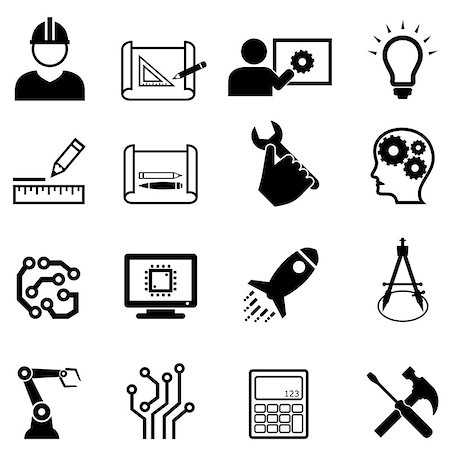 simsearch:400-06417700,k - Engineering and design related web icon set Foto de stock - Royalty-Free Super Valor e Assinatura, Número: 400-09173042