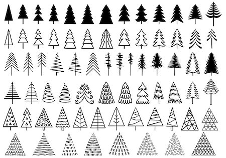 72 Christmas trees for modern, minimalist cards, set of vector design elements Stock Photo - Budget Royalty-Free & Subscription, Code: 400-09173075