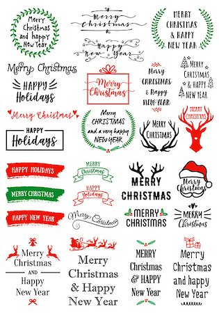 simsearch:400-07836382,k - Christmas text overlays for cards, banners, tags, set of vector graphic design elements Photographie de stock - Aubaine LD & Abonnement, Code: 400-09173084