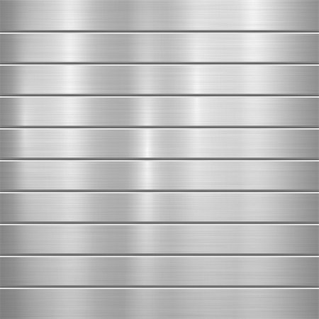 simsearch:400-06751679,k - Metal technology background with polished, brushed texture, chrome, silver, steel, aluminum and horizontal bevels for design concepts, web, prints, wallpapers, interfaces. Vector illustration. Stockbilder - Microstock & Abonnement, Bildnummer: 400-09173100