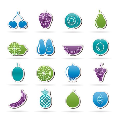 simsearch:400-05709366,k - Different kind of fruit and  icons - vector icon set Stock Photo - Budget Royalty-Free & Subscription, Code: 400-09173225