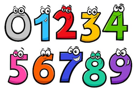 simsearch:400-04242112,k - Educational Cartoon Illustrations of Basic Numbers Characters Set Stockbilder - Microstock & Abonnement, Bildnummer: 400-09173293