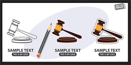 simsearch:700-00015631,k - Judge or auction hammer, logo. Vector illustration Stock Photo - Budget Royalty-Free & Subscription, Code: 400-09173305
