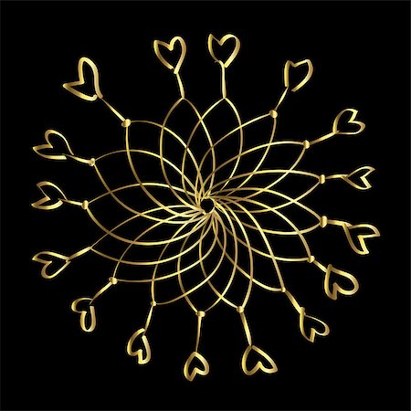 Abstract luxury golden design element. Interlacing of golden lines and hearts Stockbilder - Microstock & Abonnement, Bildnummer: 400-09173310
