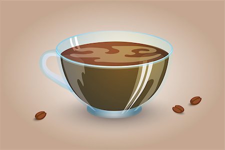 Classic black coffee in a transparent cup. Favorite morning drink. Vector illustration Fotografie stock - Microstock e Abbonamento, Codice: 400-09173321