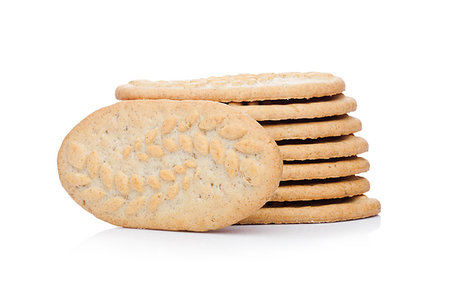 simsearch:400-09186057,k - Healthy bio breakfast grain biscuits on white background Foto de stock - Super Valor sin royalties y Suscripción, Código: 400-09185953