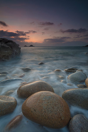 st just - Boulders on Porth Nanven beach looking towards the Brisons at sunset Cot Valley near St Just Cornwall UK Stock Photo - Budget Royalty-Free & Subscription, Code: 400-09186145