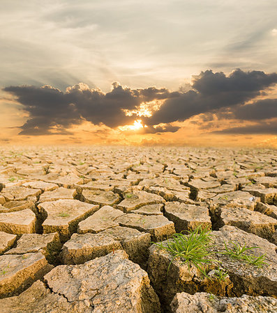 simsearch:400-04634607,k - Global warming concept. drought land under the evening sunset Fotografie stock - Microstock e Abbonamento, Codice: 400-09186207