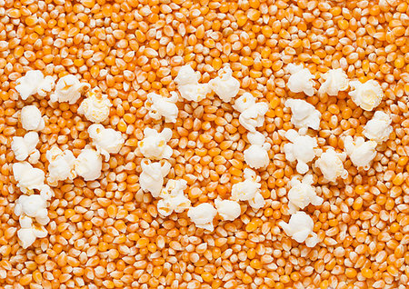 popcorn pattern - Raw golden sweet corn seeds with word POP made from popcorn Stock Photo - Budget Royalty-Free & Subscription, Code: 400-09186255
