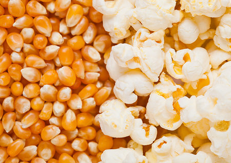 popcorn pattern - Raw golden sweet corn and popcorn seeds half plate macro Stock Photo - Budget Royalty-Free & Subscription, Code: 400-09186250