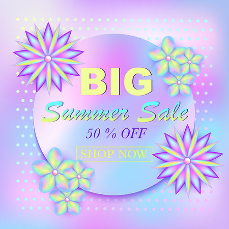 price tag in flower shop - Summer sale banner with colorful flowers,leaves and beads on colorful background. Vector illustration Stock Photo - Budget Royalty-Free & Subscription, Code: 400-09186417