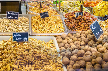 spain valencia central market photos - Valencia, Spain - February 24, 2018: Various type of nuts in the Central Market of Valencia, Spain Stock Photo - Budget Royalty-Free & Subscription, Code: 400-09193528