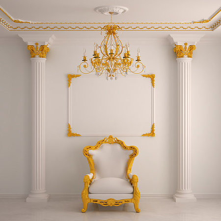 pilastra - Interior in classical style (3D rendering) Foto de stock - Royalty-Free Super Valor e Assinatura, Número: 400-09224087