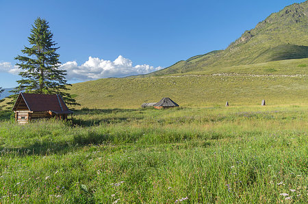 simsearch:400-09274553,k - Abandoned cattle-ranch. Altai Mountains, Russia. Sunny summer day. Stock Photo - Budget Royalty-Free & Subscription, Code: 400-09224318