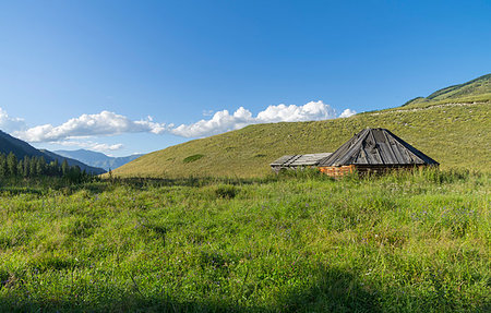 Abandoned cattle-ranch. Altai Mountains, Russia. Sunny summer day. Stock Photo - Budget Royalty-Free & Subscription, Code: 400-09224319