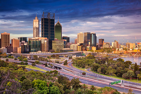 simsearch:400-06069735,k - Cityscape image of Perth skyline, Australia during sunset. Stock Photo - Budget Royalty-Free & Subscription, Code: 400-09224983