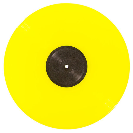 simsearch:400-06072793,k - Yellow vinyl record disc with black paper label isolated on white background. Stockbilder - Microstock & Abonnement, Bildnummer: 400-09225157