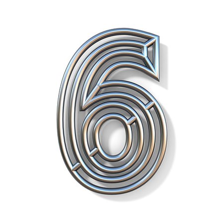 simsearch:400-09223995,k - Wire outline font number 6 SIX 3D rendering illustration isolated on white background Photographie de stock - Aubaine LD & Abonnement, Code: 400-09225194