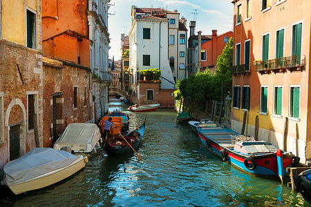 simsearch:400-07667007,k - Boats in narrow venetian water canal, Italy Photographie de stock - Aubaine LD & Abonnement, Code: 400-09225746