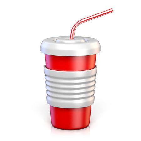 simsearch:400-08794469,k - Red paper glass with drinking straw 3D rendering illustration isolated on white background Foto de stock - Super Valor sin royalties y Suscripción, Código: 400-09225865