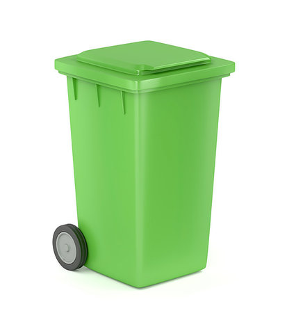 Green plastic waste container on white background Stock Photo - Budget Royalty-Free & Subscription, Code: 400-09226102