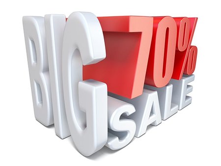 djmilic (artist) - White red big sale sign PERCENT 70 3D render illustration isolated on white background Foto de stock - Super Valor sin royalties y Suscripción, Código: 400-09226444