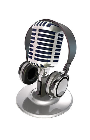 simsearch:400-05672202,k - Microphone and headphone on white background (3d illustration). Stock Photo - Budget Royalty-Free & Subscription, Code: 400-09220986