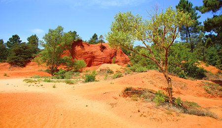 Ochre cliffs in Rustrel in Rustrel, Colorado Provencal, Provence, France Stock Photo - Budget Royalty-Free & Subscription, Code: 400-09222118