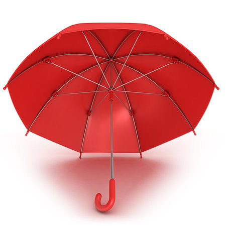 simsearch:400-04921907,k - Red umbrella 3D isolated on white background, front view Stock Photo - Budget Royalty-Free & Subscription, Code: 400-09223079