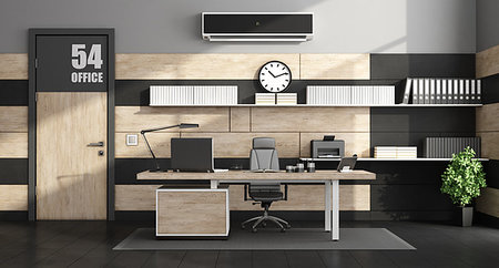 room with air conditioner - Office interior with minimalist furniture and closed door - 3d rendering Stock Photo - Budget Royalty-Free & Subscription, Code: 400-09223475