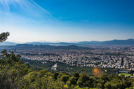 Panoramic view of Athens from hymettus mountain, Greece. Photographie de stock - Aubaine LD & Abonnement, Code: 400-09223715