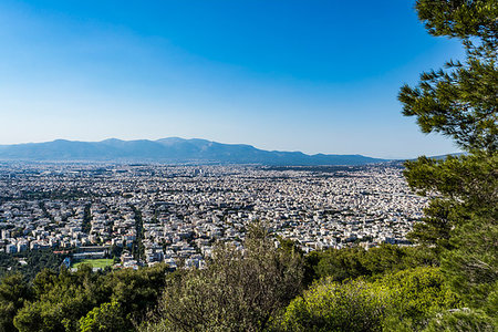 Panoramic view of Athens from hymettus mountain, Greece. Photographie de stock - Aubaine LD & Abonnement, Code: 400-09223716