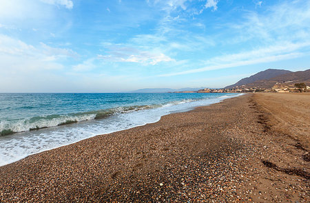 simsearch:400-09136239,k - Mediterranean Sea morning summer beach on coastline not far from Mazarron (Murcia, Spain). Photographie de stock - Aubaine LD & Abonnement, Code: 400-09223945