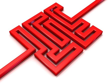 simsearch:400-04850746,k - Red path labyrinth. 3D illustration isolated on white background. Concept of creative success, marketing, strategy and motivation. Photographie de stock - Aubaine LD & Abonnement, Code: 400-09223985