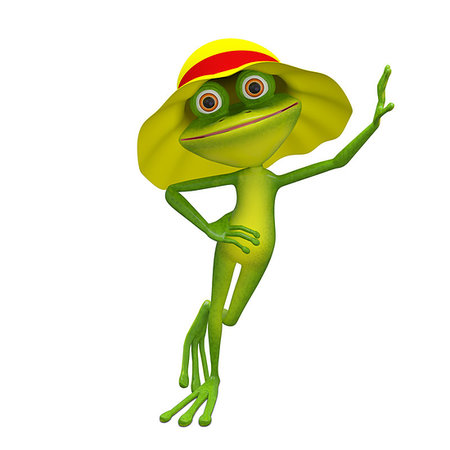 simsearch:400-06326877,k - 3D Illustration of the Frog in Yellow Panama on a White Background Stockbilder - Microstock & Abonnement, Bildnummer: 400-09237931