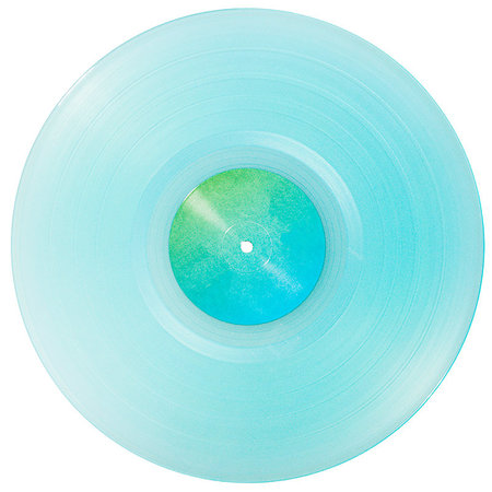 simsearch:400-06072793,k - Cyan transparent vinyl record disc with paper label isolated on white background. Stockbilder - Microstock & Abonnement, Bildnummer: 400-09238130