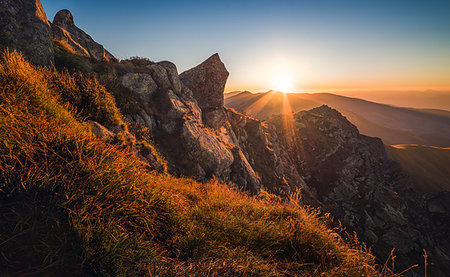 simsearch:400-09275244,k - Mountain Landscape at Sunset. View from Mount Dumbier in Low Tatras, Slovakia. Stock Photo - Budget Royalty-Free & Subscription, Code: 400-09238314