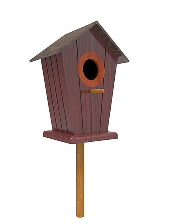 simsearch:400-06520273,k - Bird house 3d render isolated on white Stock Photo - Budget Royalty-Free & Subscription, Code: 400-09268315