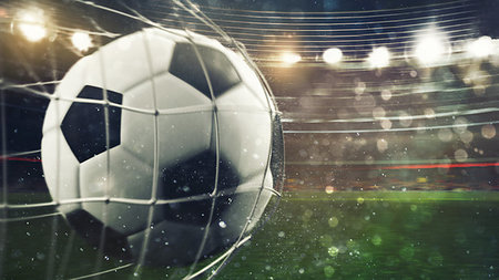 simsearch:400-09083466,k - Close-up of a ball entering the net in a football match. 3D Rendering Foto de stock - Super Valor sin royalties y Suscripción, Código: 400-09274151