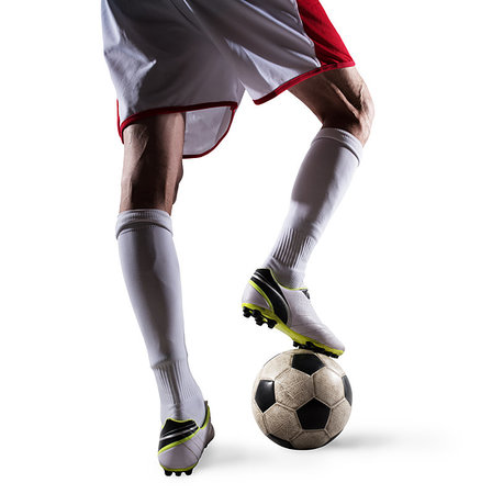 simsearch:400-06513403,k - Soccer player with soccerball ready to play at football. Isolated on white background Stock Photo - Budget Royalty-Free & Subscription, Code: 400-09274235