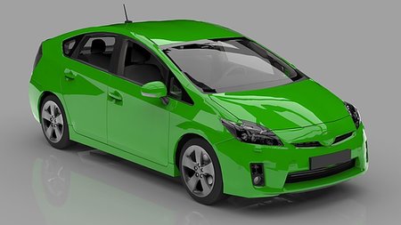 electric car and family - Modern family hybrid car green on a gray background with a shadow on the ground. 3d rendering Stock Photo - Budget Royalty-Free & Subscription, Code: 400-09274725
