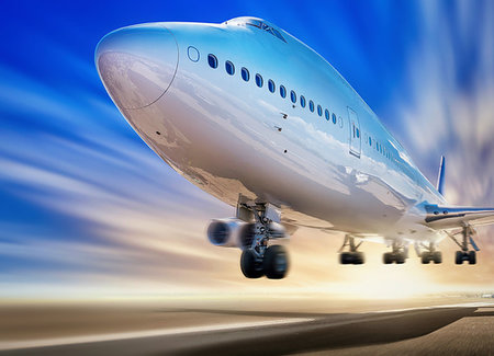 take off of an modern airliner from a runway Stock Photo - Budget Royalty-Free & Subscription, Code: 400-09274923