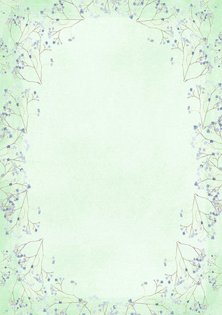 The vertical green grunge retro style paper background with flower drawing border Photographie de stock - Aubaine LD & Abonnement, Code: 400-09275032