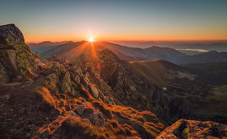 simsearch:400-09275247,k - Mountain Landscape at Sunset. View from Mount Dumbier in Low Tatras, Slovakia. Stock Photo - Budget Royalty-Free & Subscription, Code: 400-09275252