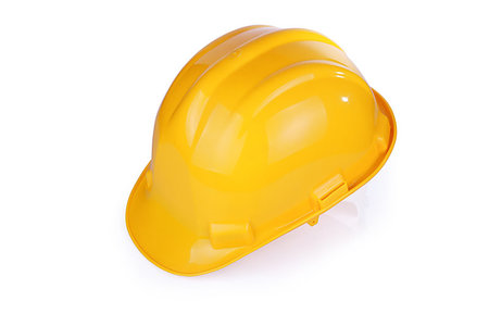 simsearch:400-06697752,k - Yellow hardhat isolated on white background with clipping path Foto de stock - Super Valor sin royalties y Suscripción, Código: 400-09275273