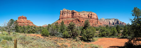 Panorama view of Bell Rock and Courthouse Butte from Red Rock Scenic Byway in Sedona, Arizona Stock Photo - Budget Royalty-Free & Subscription, Code: 400-09275395