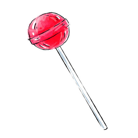 Pink lollipop illustration isolated on white background. Candy for children and adults. Sweet accessory. Sugar bowl on stick Stockbilder - Microstock & Abonnement, Bildnummer: 400-09275467