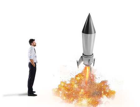simsearch:400-09112433,k - Startup of a new company of a businessman with starting rocket. Concept of business growth Stockbilder - Microstock & Abonnement, Bildnummer: 400-09273357