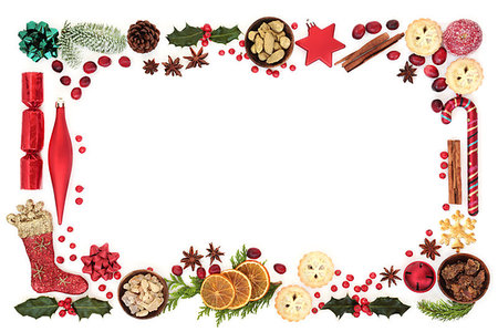 frankincense - Christmas festive background border with decorations, food, winter flora, seasonal symbols and gold, frankincense and myrrh. Gift tag or card for the holiday season. Stock Photo - Budget Royalty-Free & Subscription, Code: 400-09273735