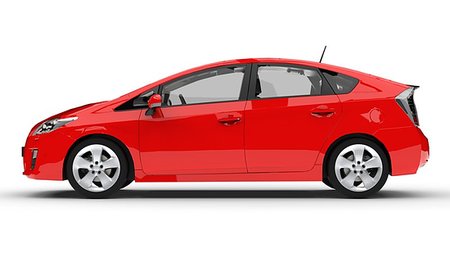 electric car and family - Modern family hybrid car red on a white background with a shadow on the ground. 3d rendering Stock Photo - Budget Royalty-Free & Subscription, Code: 400-09273768